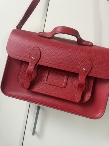 Red leather satchel top handle - leather,
