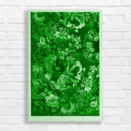 Vintage floral tapestry green - floral,