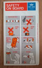 Boeing 747-400 Combi KLM flight safety card