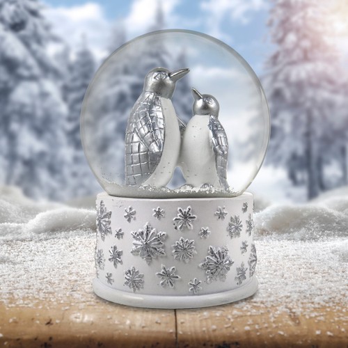100mm silver penguins playing - silver,