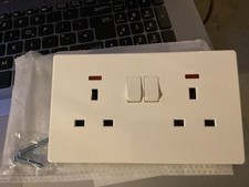 Switched 13A Double Socket with LED Indicator Lights in original packaging.