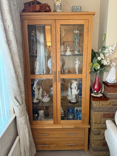 Oak display cabinet with glass - display,