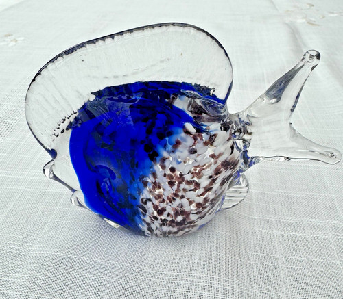 Hand blown art glass fish - fish, blue