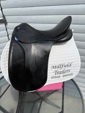 17inch Black Bates Caprilli Dressage Saddle With Cair  Black Adjustable Gullet
