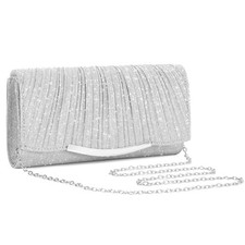 Women Glitter Shimmer Envelope Evening Clutch Bag Bridal Weddings Party Prom Bag