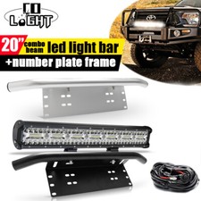23" Front Bumper License Plate Mount Bracket+20" LED Work Light Bar Offroad+Wire