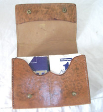 VINTAGE LEATHER PLAYING CARDS CARRY CASE with some existing cards