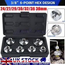 7Pcs 3/8" Drive Low Profile Oil Filter Socket Set 6Pt Cap Remover Installer Tool