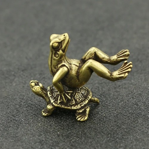 Antique brass tortoise - antique, frog