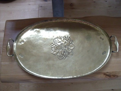 Large antique brass tray motif - brass,
