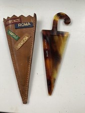 Vintage 1960s Novelty Umbrella Shaped Combe And Leather Holder