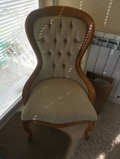 Antique Victorian Upholstered Button Spoon Back Arm Chair Upholstery project 