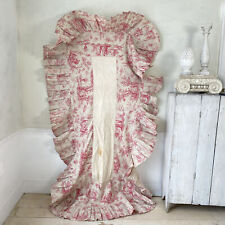 Antique French Daybed ruffle day bed repurposed toile de Jouy pink fabric the T