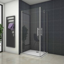 Shower Enclosure Pivot Bifold Hinge Walk in Wet Room Frameless Glass Door Screen