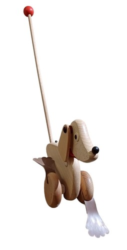 Wooden push along animal dog - wooden,