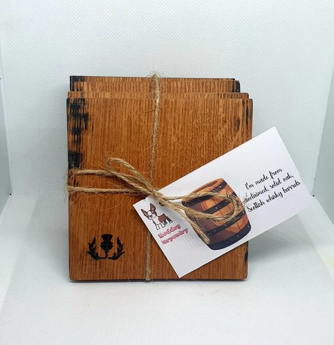 Oak whiskey barrel - whiskey, coasters