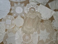 x43 Vintage white cream mixed LACE Doillies Table Mats 