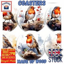 Robin Wooden Coasters Set of 6