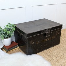 Antique metal deed box ideal - box.,