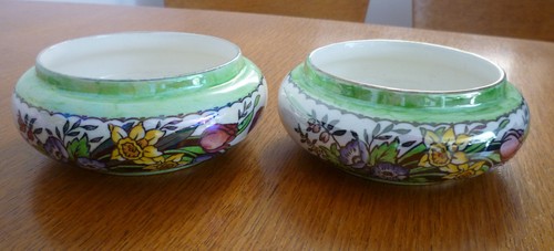 Pair green maling pottery - pair,