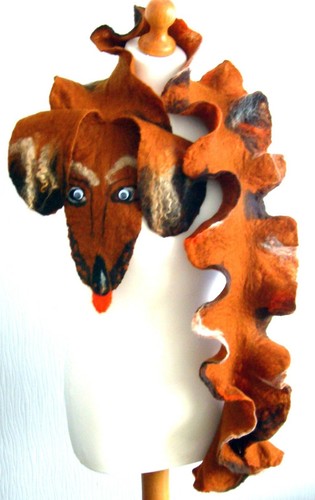 Hand felted art scarf wool - scarf, /wool