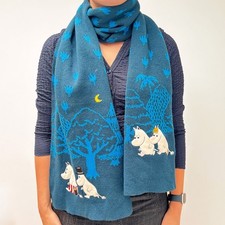 Official Moomin Blue Forest Embroidered Scarf from House Of Disaster