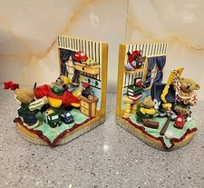 Vintage Teddy Bear Bookends Heavy Resin Childrens Bedroom Books 