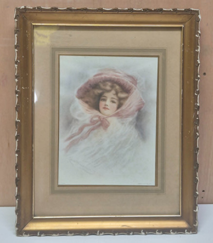 Antique framed lady portrait - antique,