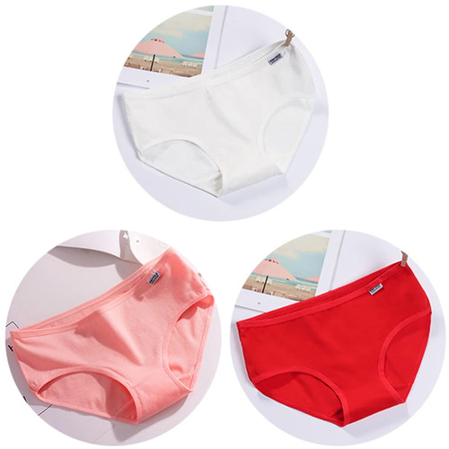 3pcs womens cotton briefs mid - briefs,