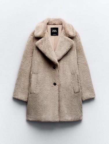 Zara faux fur coat caramel - zara,