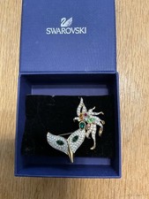 Swarovski Crystal Silver Tone Multi Colour Masquerade/ Mask Pin Brooch