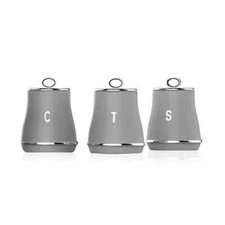 Tower Renaissance Storage Canisters, Set of 3 Tea/Coffee/Sugar, Grey T826176GRY