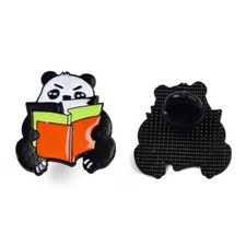 Grumpy Reading Panda Enamel