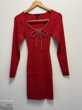 River Island  Red  Knit  Party  Mini Dress Size 10 New Without Tags