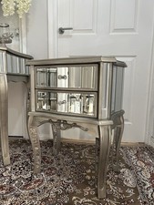 Argent Mirrored 2 Drawer Bedside Table cabinet lamp side table bedroom furniture
