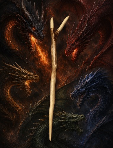 Pagan wiccan wand hazel - wand, dragon