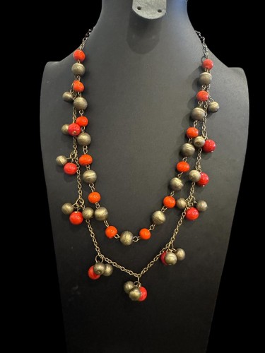Vintage faux coral and brass - faux,