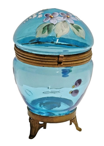Antique hinged blue glass - hinged,