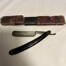 Vintage Frederick Reynolds Sheffield Tortoise Shell Razor in leather sheath