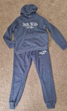 JACK WILLS Boys Graphic Tracksuit Trousers Joggers 9-10 Years Navy Blue BX27