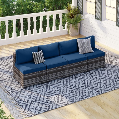 Piece gray rattan sofa - 4-piece, set