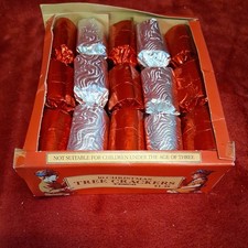 Vintage Christmas Tree Crackers x 10 Foil Coated 1980s Tesco Boxed 15cm