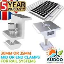 10x 30/35mm Aluminum Alloy Solar Panel Rail Mid/End Clamp Bracket Mounting Fixin