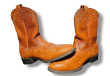 Ariat Mens 8.5 D Brown Western Boot Cowboy Mid Calf Classic Round Toe Embroider