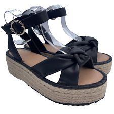 River Island Knot Flatform Espadrille Sandals, Size UK 8, EUR 41, Black, RRP £40