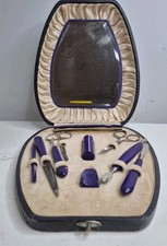 Vintage Manicure set in case Complete, Silver Plate