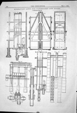 Old Engineering 1882 Hydraulic Lifts Passengers Goods Machinery Hand Victorian