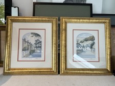 Pair 2 Gold Framed Mounted Signed Yorkshire Dales Scenes Ornate