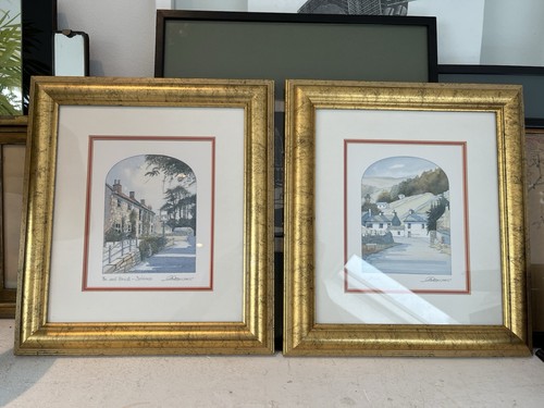 Pair gold framed mounted - 2,