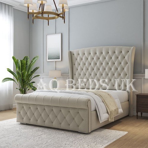 New winged bed frame velvet - bed,